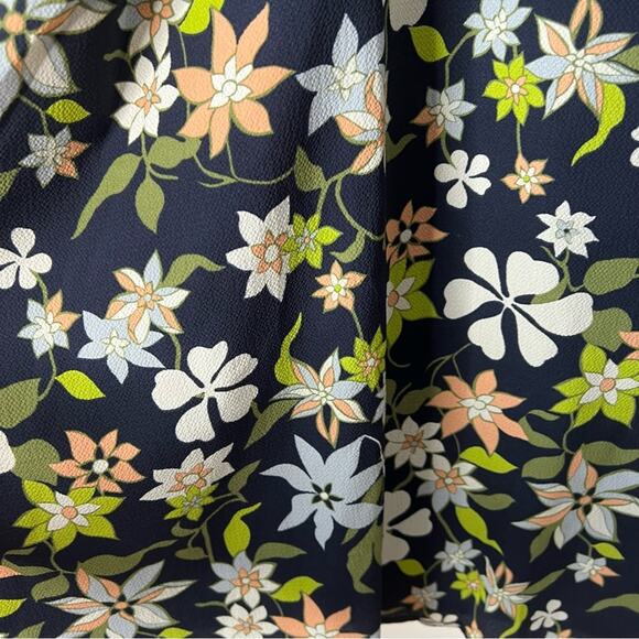 Mod Cloth Navy Blue Green Floral A-Line Knee Length Dress Women's size L - Picture 2 of 4